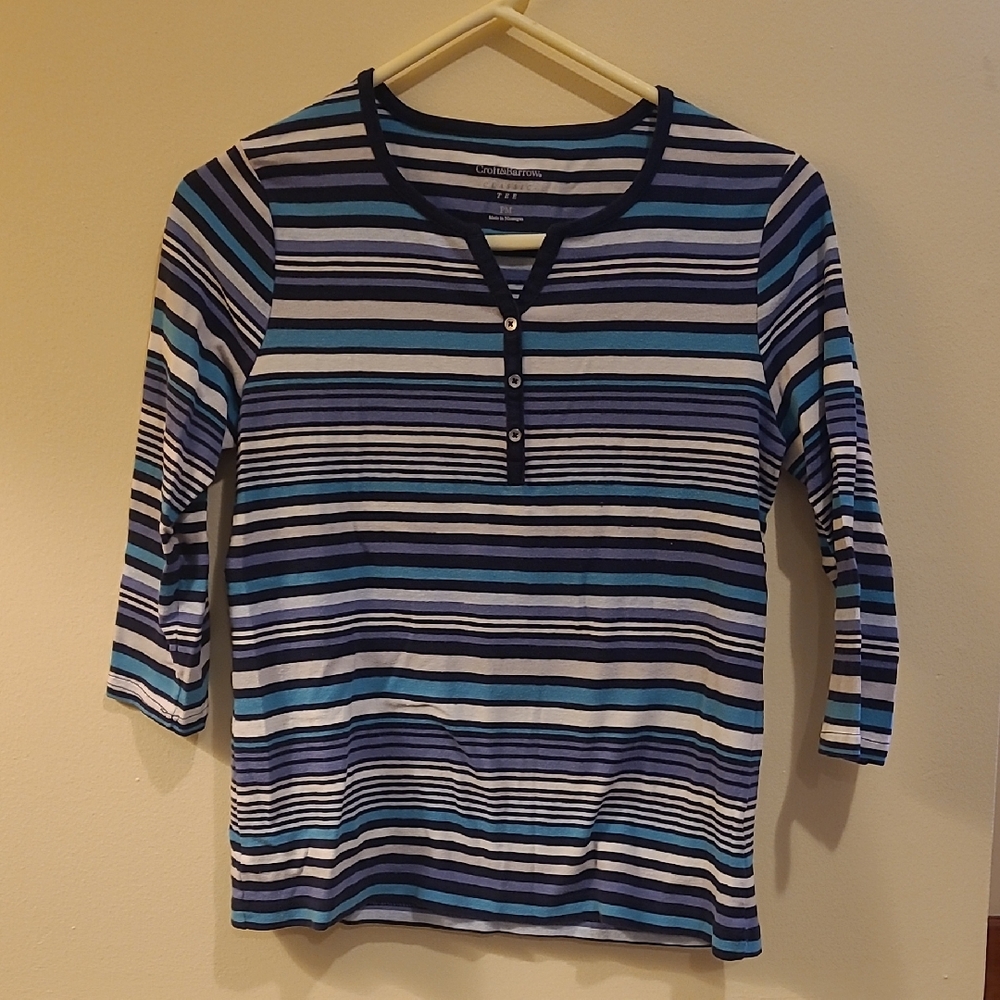 Classic Dark Blue and Sky Blue Striped Tee